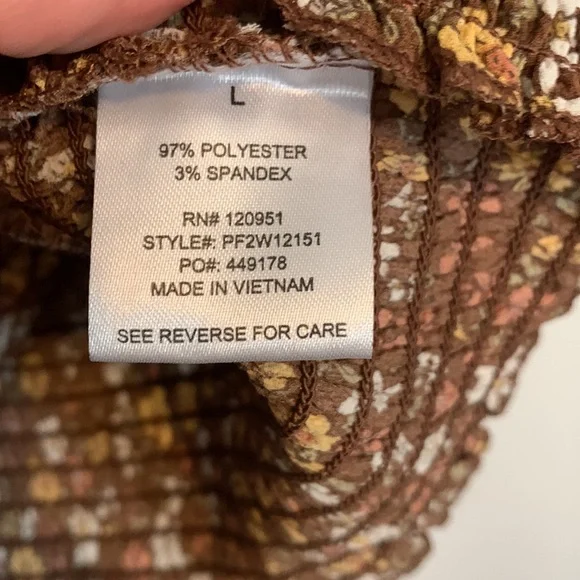 Pink Rose Brown Floral cropped blouse Womens Large NWT - Picture 3 of 4